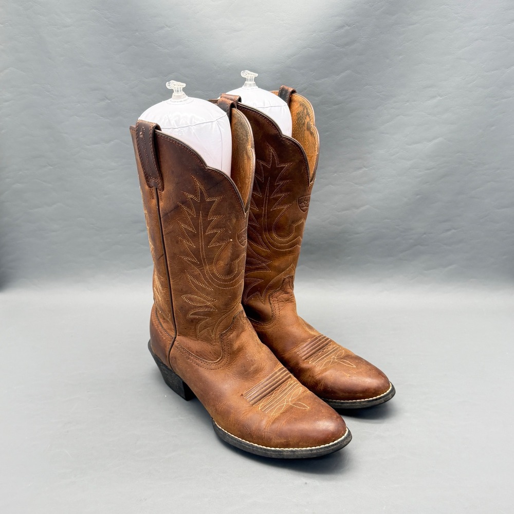Ariat Heritage Western R-Toe Brown Leather Cowboy Boots 10001021 Womens 7.5 B